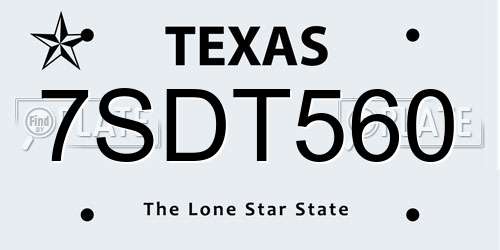 7SDT560 Texas License Plate