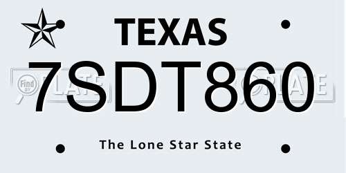 7SDT860 Texas License Plate