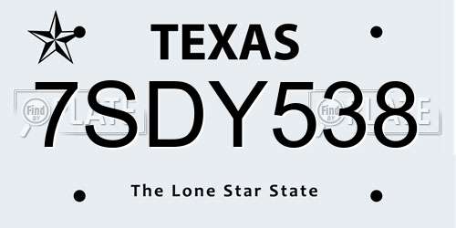 7SDY538 Texas License Plate