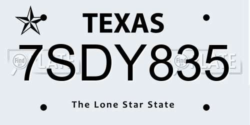 7SDY835 Texas License Plate