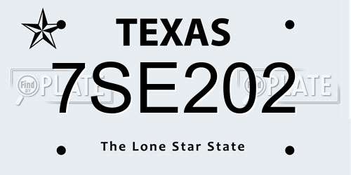 7SE202 Texas License Plate