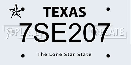 7SE207 Texas License Plate