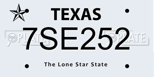 7SE252 Texas License Plate