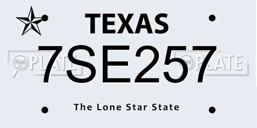 7SE257 Texas License Plate
