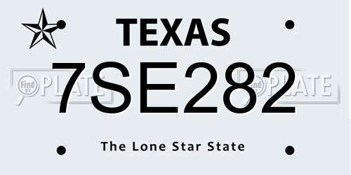7SE282 Texas License Plate