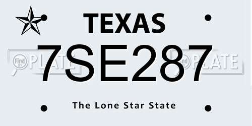 7SE287 Texas License Plate