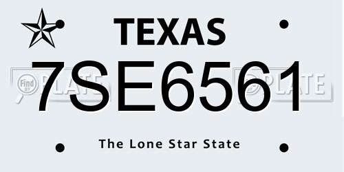 7SE6561 Texas License Plate