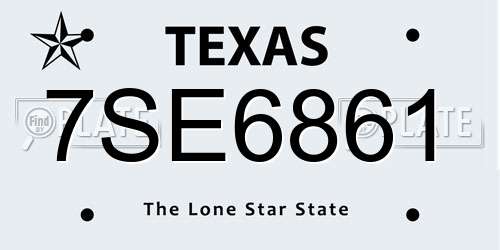 7SE6861 Texas License Plate