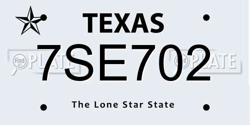 7SE702 Texas License Plate