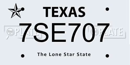 7SE707 Texas License Plate