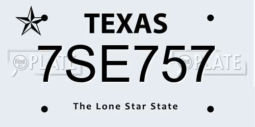 7SE757 Texas License Plate