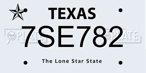7SE782 Texas License Plate