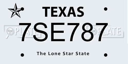 7SE787 Texas License Plate