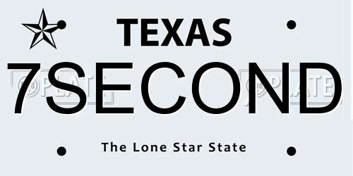 7SECOND Texas License Plate