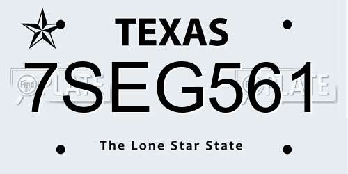 7SEG561 Texas License Plate