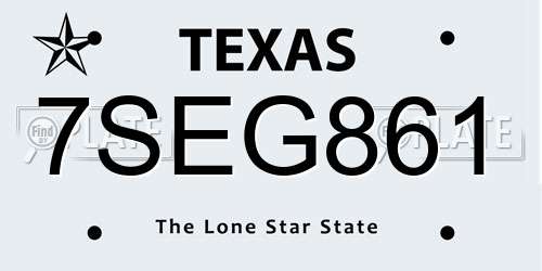 7SEG861 Texas License Plate