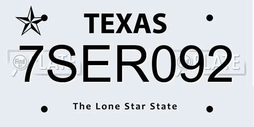 7SER092 Texas License Plate