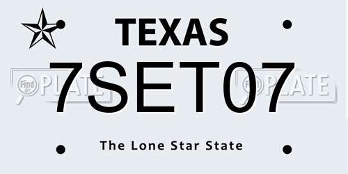 7SET07 Texas License Plate