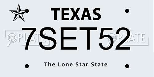 7SET52 Texas License Plate