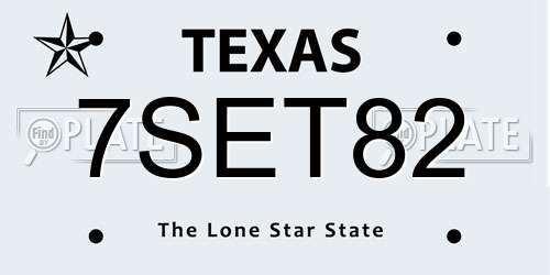 7SET82 Texas License Plate