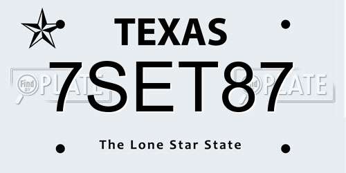7SET87 Texas License Plate