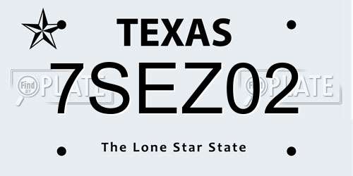 7SEZ02 Texas License Plate