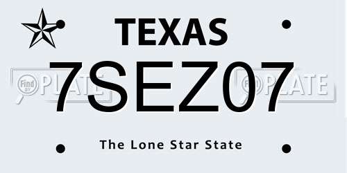 7SEZ07 Texas License Plate