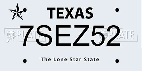 7SEZ52 Texas License Plate