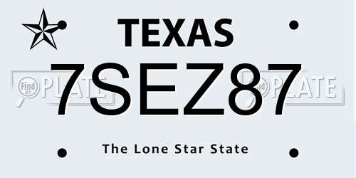 7SEZ87 Texas License Plate