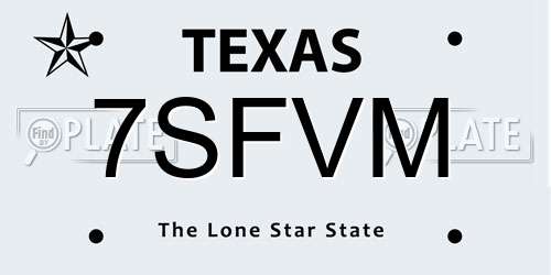 7SFVM Texas License Plate
