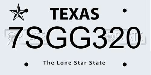 7SGG320 Texas License Plate