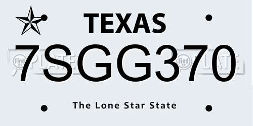 7SGG370 Texas License Plate