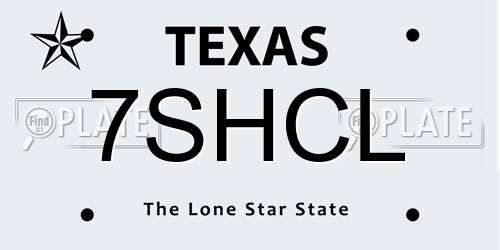 7SHCL Texas License Plate