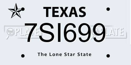 7SI699 Texas License Plate