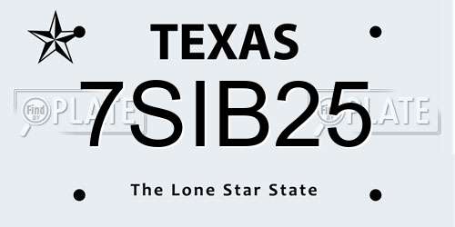 7SIB25 Texas License Plate