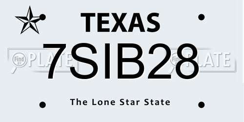7SIB28 Texas License Plate