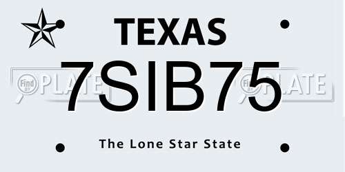 7SIB75 Texas License Plate