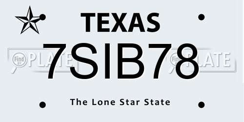 7SIB78 Texas License Plate