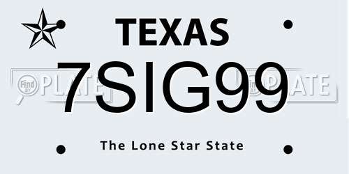 7SIG99 Texas License Plate