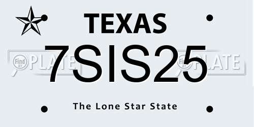 7SIS25 Texas License Plate