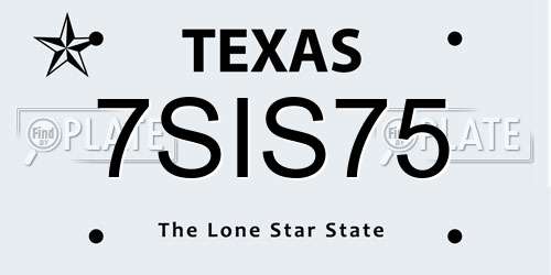 7SIS75 Texas License Plate