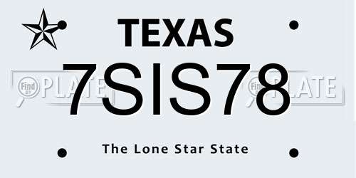 7SIS78 Texas License Plate