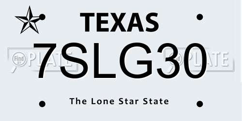 7SLG30 Texas License Plate