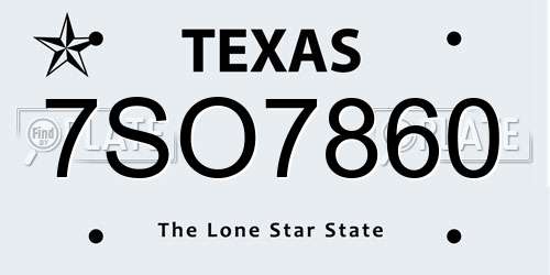 7SO7860 Texas License Plate