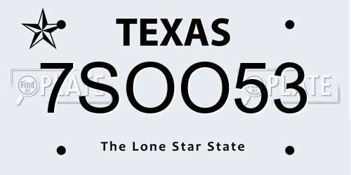 7SOO53 Texas License Plate