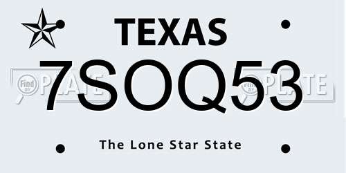 7SOQ53 Texas License Plate
