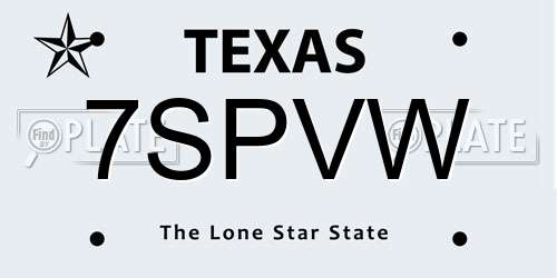 7SPVW Texas License Plate