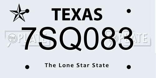 7SQ083 Texas License Plate