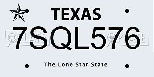 7SQL576 Texas License Plate