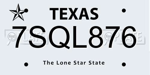 7SQL876 Texas License Plate